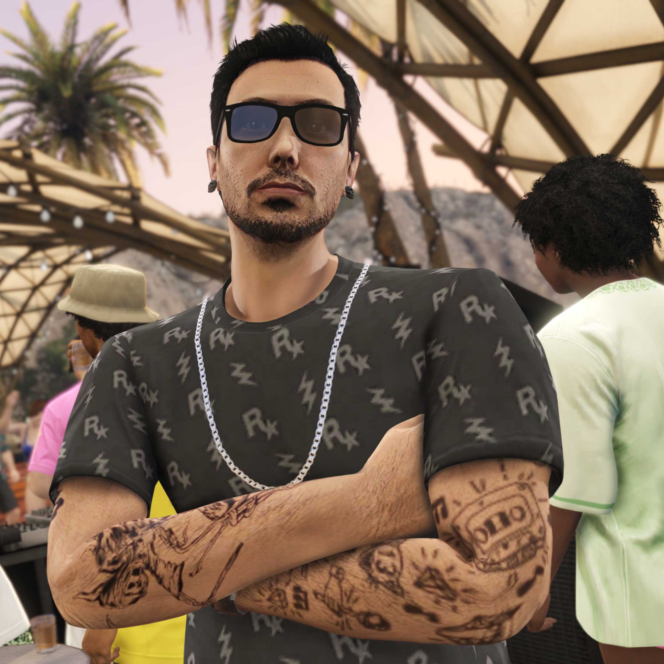 Bonus de connexion - T-shirt Rockstar gris à motifs rare - 1440p x 1440p - Picture by Rockstar Games - GTA Online