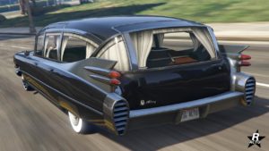 La face arrière de l'Albany Brigham dans une customisation de corbillard