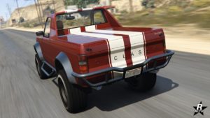 Vue arrière de la Declasse Walton L35, équipée du motif Bandes blanches