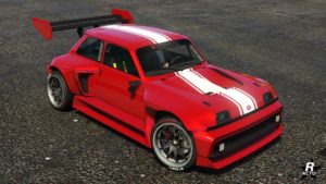 Le motif "Bande épaisse blanche" sur le véhicule "Penaud La coureuse"