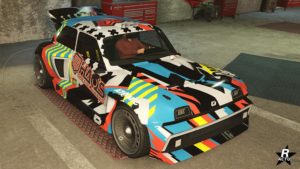 Le motif "Course HSW" sur la voiture "Penaud La coureuse"