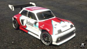 Le motif "Course Redwood" sur la voiture "Penaud La coureuse"