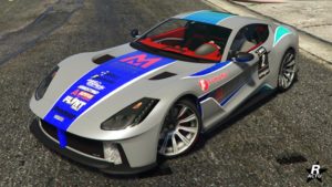 La Grotti Itali GTO dans GTA Online avec le motif "Course de marque" appliqué