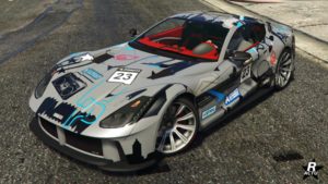 Le motif "Course urbaine" qui équipe la voiture Grotti Itali GTO dans le jeu GTA Online