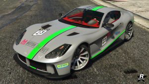 La Grotti Itali GTO avec le motif "Motor Market" appliqué sur la carrosserie