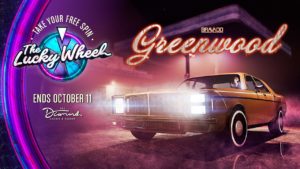 La Bravado Greenwood est la voiture qui est disponible sur le podium de la roue de la fortune du Diamond Casino. Il s'agit d'une grosse cylindrée de couleur orange.