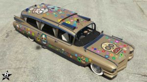 Le motif "Calaveras" sur la carrosserie de l'Albany Brigham