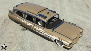 La voiture Albany Brigham qui dispose sur ça carrosserie le motif "Flammes blanches agressives"