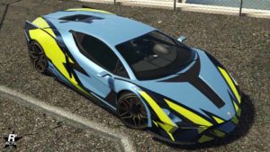 Le motif "Vert vipère" sur la supersportive Pegassi Ignus.