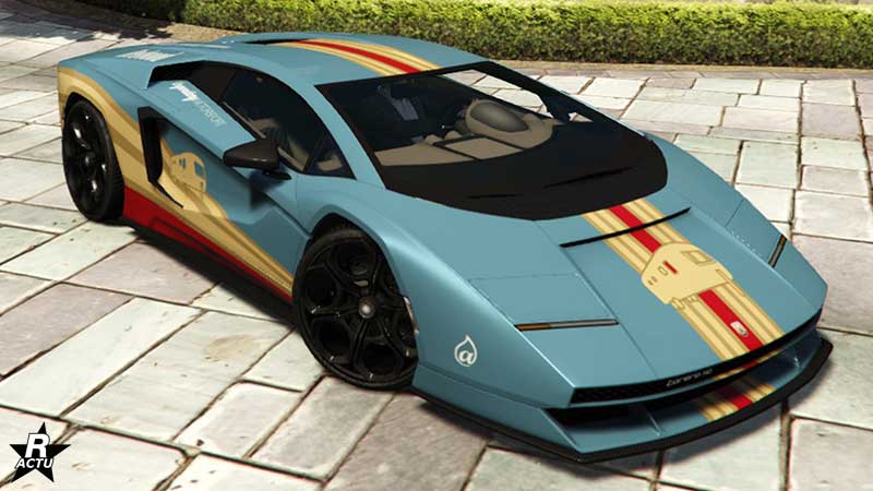 Le motif "Rallye Redwood" sur le véhicule Pegassi Torero XO