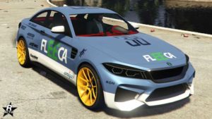 L'Ubermacht Cypher aux couleurs de la banque avec le motif "Circuit Fleeca"