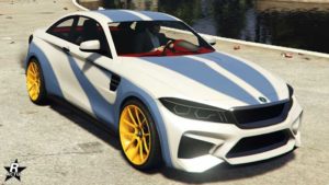 Le motif "Démon de vitesse négatif" sur l'Ubermacht Cypher. Cette fois-ci, la couleur est inversé en comparaison du motif "Démon de vitesse", mais cette fois, les calques sur la voiture sont de couleurs blanches.