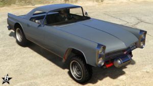 La Vapid Peyote Gasser de couleur grise et ne disposant d'aucun motif sur sa carrosserie.