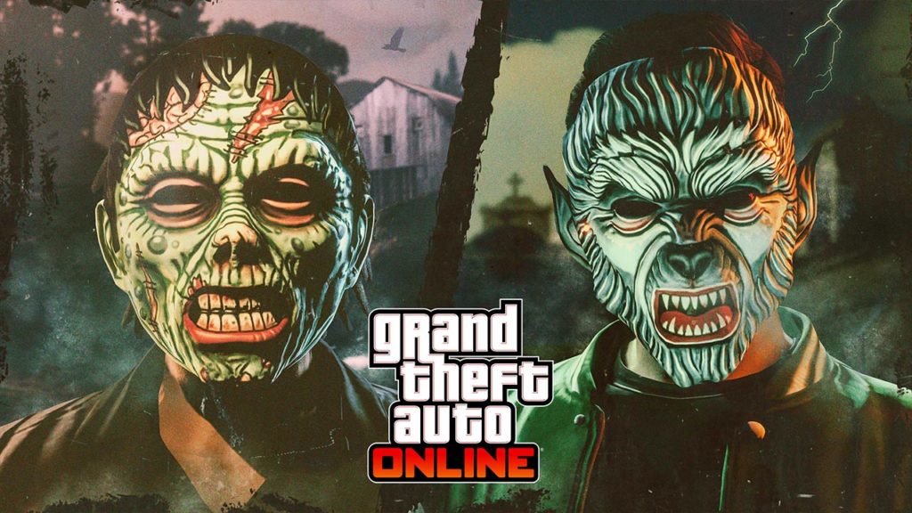 Le masque de Loup-garou vintage bleu, ainsi que celui de Zombie vintage sarcelle, qui sont à débloquer cette semaine dans GTA Online.