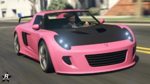 L'avant de la Coil Voltic, elle est de couleur rose et son capot est en carbone