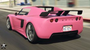 La face arrière de la voiture électrique Voltic qui est de couleur rose