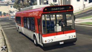 Face avant du bus qui sillonne Los Santos