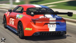 Face arrière de la Toundra Panthere, le véhicule est aux couleurs du drapeau Français