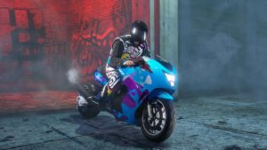 L'avant de la moto Shitzu Hakuchou Drag