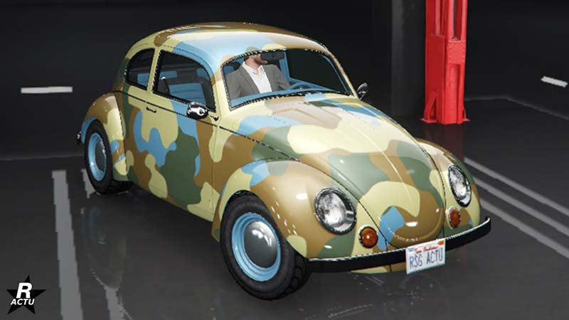 Le skin de voiture "Camouflage aride" qui représente un motif militaire de type désertique sur le véhicule BF Weevil