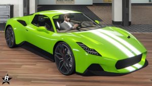 Le motif "Double bande de course blanche" sur la voiture Lampadati Corsita