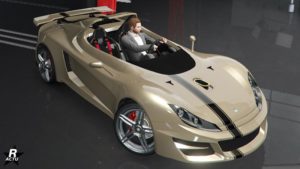 La voiture Ocelot Locust disposant sur sa carrosserie du motif "Bande noire"