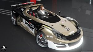 Le motif "Excelsior" sur la voiture Ocelot Locust