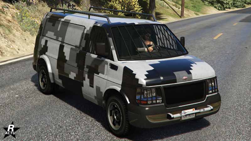 Le motif "Pixels larges" appliqué sur le Vapid Speedo Custom dans GTA Online