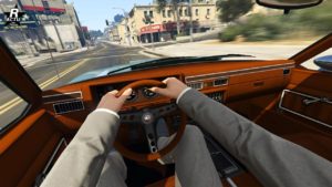 Vue du pilote à l'intérieur du véhicule Declasse Impaler LX