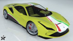 Le motif "Bandes Omaggio" sur le véhicule Grotti Turismo Omaggio.