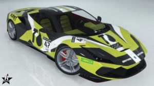 Le motif "Course Tinkle" sur la supersportive Grotti Turismo Omaggio.
