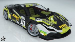 Le motif de course "Flint Turismo" sur la Grotti Turismo Omaggio