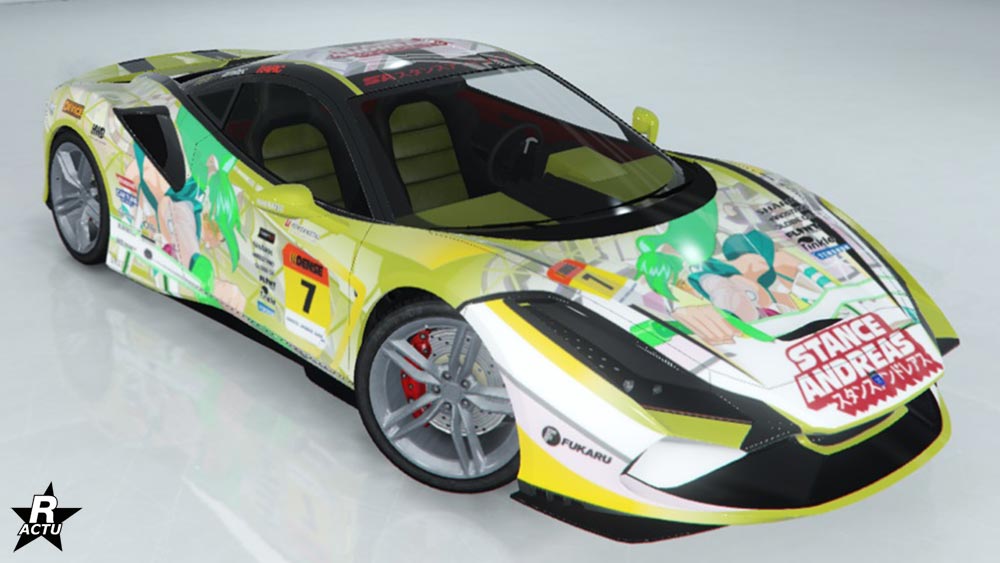 Le motif "Wasabi Kitty SA" sur la Grotti Turismo Omaggio