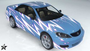 La Karin Asterope GZ qui possède sur sa carrosserie le motif "Éclairs vintage"