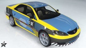 La berline Karin Asterope GZ avec le motif "Équipe armée" dessus