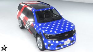Le motif "Drapeau" sur la carrosserie de la Vapid Aleutian