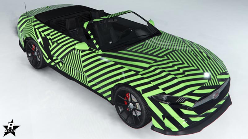 Le motif "Camouflage disruptif" sur la carrosserie de la Vapid Dominator GT 