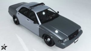 La voiture de police "Vapid Stanier LE Cruiser" ne disposant d'aucun motif sur sa carrosserie
