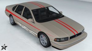 La voiture Declasse Impaler SZ avec le motif de carrosserie "Bandes et flammes fatales" dans le jeu Grand Theft Auto Online