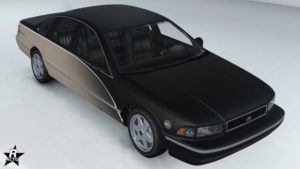 Le motif "Declasse bicolore" qui applique un vinyle noir mat sur la moitié de la carrosserie de la Declasse Impaler SZ