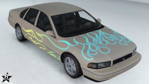 Le motif "Flammes de dragster bleues" présent sur la Declasse Impaler SZ