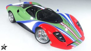 La Lampadati Tigon avec le motif "Bandes turbo" sur la carrosserie du véhicule