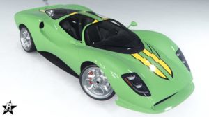 Le motif de carrosserie "Double bande jaune" présent sur la voiture Lampadati Tigon