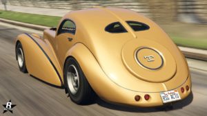 Vue arrière de la Truffade Z-Type, elle est en or