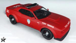 La Bravado Gauntlet Interceptor avec le motif de carrosserie "Police d'État de LS"