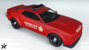 Le motif de police "Shérif du compté de LS (Variante)" appliqué sur la voiture Bravado Gauntlet Interceptor