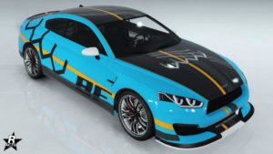 Le motif floqué aux couleurs du constructeur allemand Obey sur la voiture du même constructeur, 8F Drafter