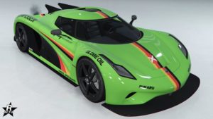 Le motif de véhicule "Bandes Pisswasser" présent sur la carrosserie de la voiture suédoise Överflöd Entity MT