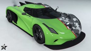 L'Överflöd Entity MT disposant du motif de véhicule "Demi-camouflage" présent sur sa carrosserie