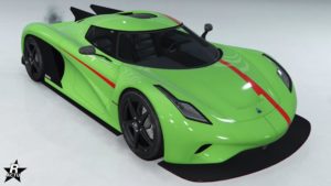 Le motif de carrosserie "Lignes rouges" sur la voiture Överflöd Entity MT